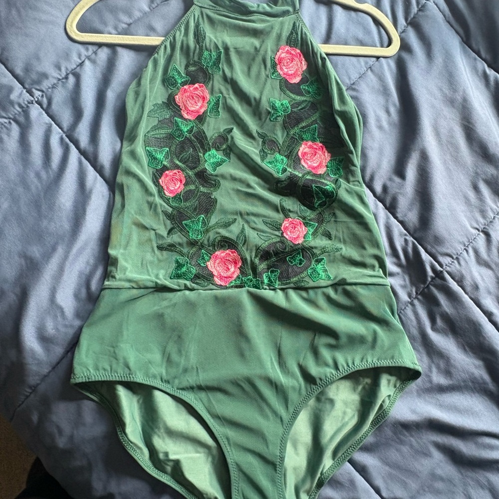 Undergirl Green One Piece with Pink Floral Design